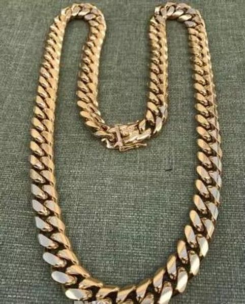 

14mm Men Cuban Miami Link Chain 18k Gold Plated 26 inch HEAVY