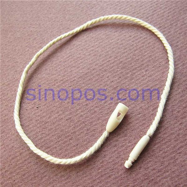 

seal tag cotton strings plug, loop lock cord fastener plastic buckle head snap rope thread hang price tags bags clothes, Black;white