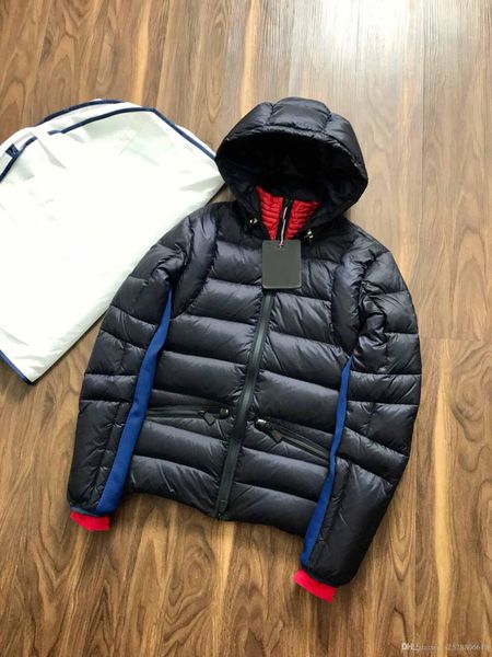 

man winter coat ski suit casual thick jacket real duck down inside hooded hommes manteau with all the label and tag 805, Black