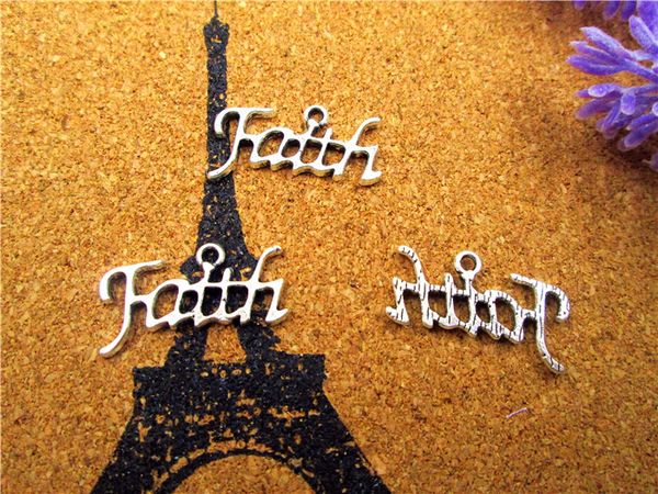 

60pcs--faith charms,antique tibetan silver faith charm pendants,24x13mm, Bronze;silver