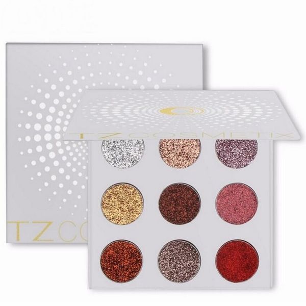 TZ 9 colori Glitters Eye shdow Palette Rainbow Diamond Pressed Glitters Eyeshadow Palette Cosmetic Make Up Glitterinjections 120 pz / lotto DHL