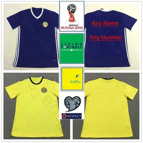 

2018 Scotland World Cup Soccer Jerseys 39 QSTURM 10 MARTIN 8 BROWN 11 RITCHIE 13 FORREST Custom Home Blue Yellow Football Shirt