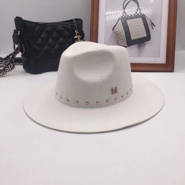

хан издание  стандартный белый fedoras шерсть шляпа новой англии осень зима заклепку шапка прилив мужских женских шапок, Blue;gray