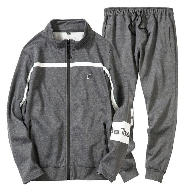 

ishine spring autumn hoodie sweater jacket+ joggers sweatpants man printing suits sportwear tracksuit clothing set men, Gray