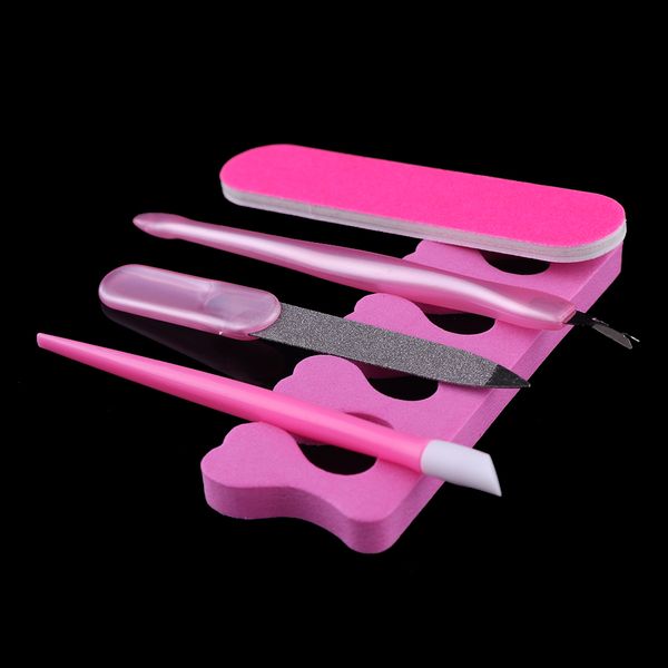 

2017 new arrival 5 pcs/set nail art cuticle fork pusher stick pedicure files toe finger separator dead skin remover trimmer