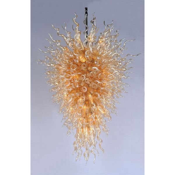 

Italian Foyer Large Golden Chandelier Pendant Lamps High Quality Beautiful Hand Blown Art Glass Crystal Light Fixture For Hotel Lobbby