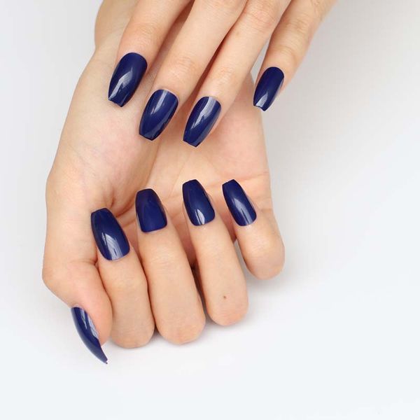 

24pcs candy color coffin shape nails, popular sales of the king, must deep blue 618, Red;gold