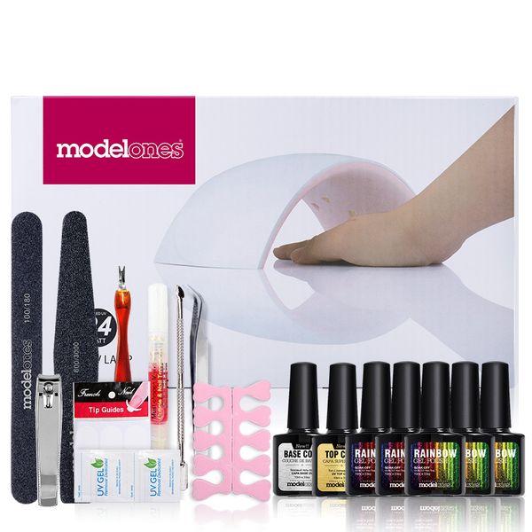 

modelones nail gel soak -off gel polish & base coat gel nails polish kit 24w 9c lamp 5 colors art tools kits sets manicure
