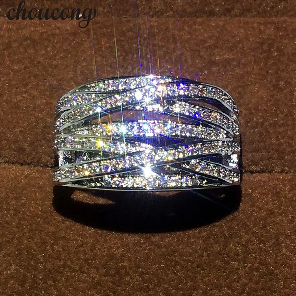 choucong Cruz Jóias Diamonique zircão ouro 10KT branco encheu-se Wedding Engagement banda anel para mulheres dos homens do presente do amor