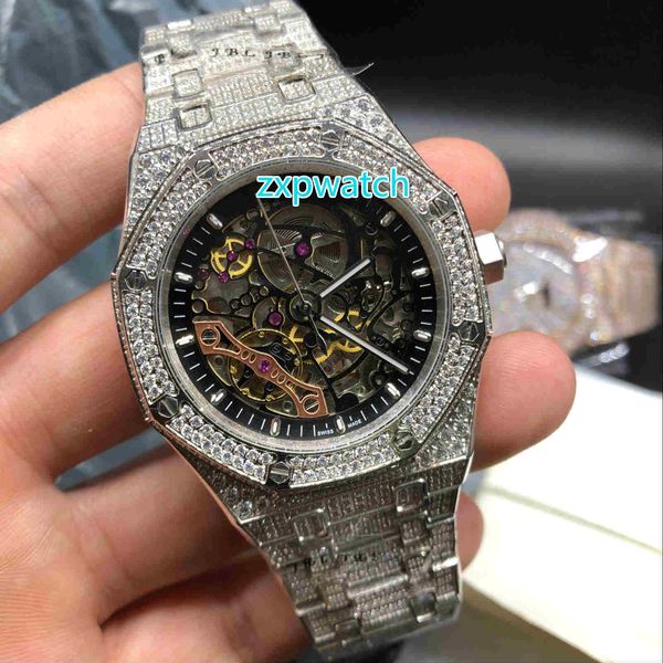 

Luxuriou and full diamond watch 42mm fa hion man watch automatic aaa ilver diamond waterproof aaa watch