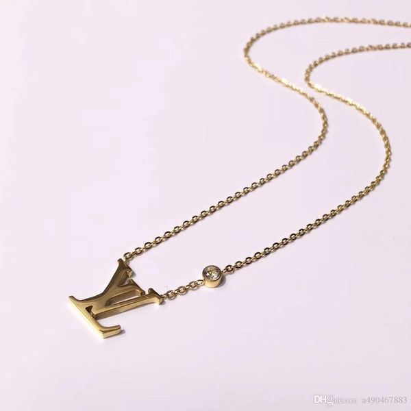 

Brand titanium teel imple tyle necklace 18k gold ro e ilver necklace with the ame paragraph earring and bracelet to wear with ui