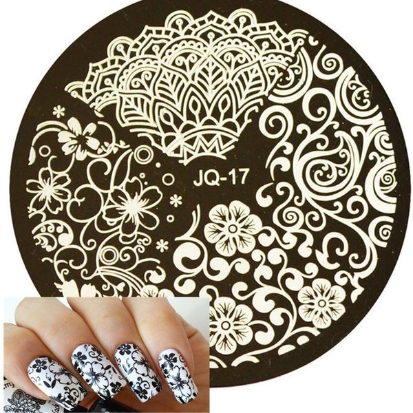 

1pc beauty flower styles image polish printing nail stamping plates nail art templates stencils manicure styling tools sajqn-17, White