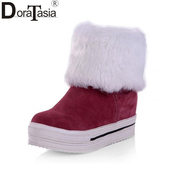 

doratasia mid-calf snow boots big size 34-43 new women fashion round toe platform winter girl's shoes woman slip on, Black