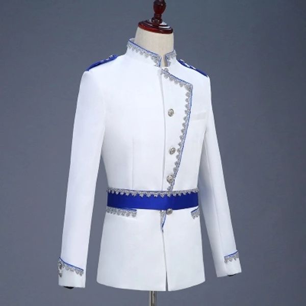 

freeship mens white blue bind general prince косплей meadieval винтажная куртка/бар/клуб/студия/сценическая куртка, Black;brown