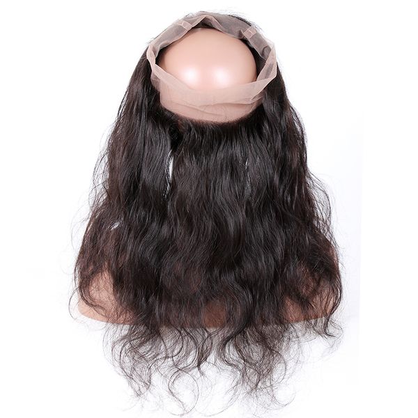 

premier lace wigs pre plucked 360 lace frontal closure unprocessed human hair with full frontal lace band closure body wave, Black
