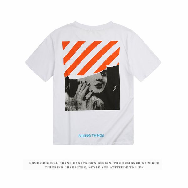 

American high treet fa hion brand male tee imple letter monroe titching printing men and women lover round neck of white t hirt