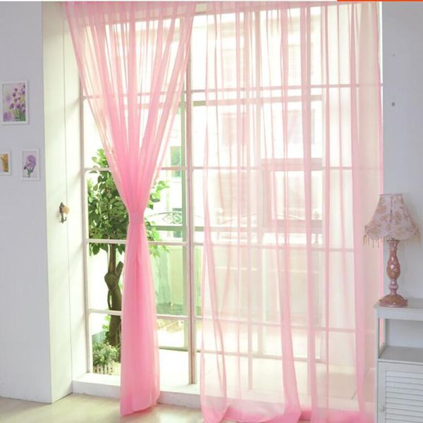 2019 Pure Color Tulle Door Window Curtain Drape Panel Sheer Scarf