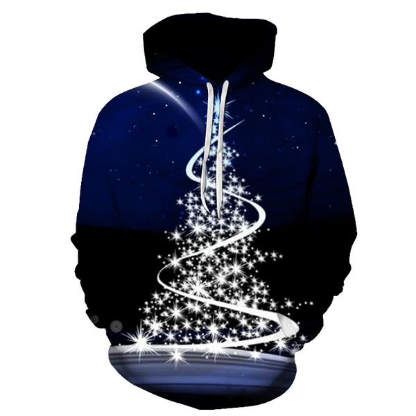 

christmas tree printing hoody pullovers fashion casual 3d sweatshirt men/women hooded autumn jackets printed, Black