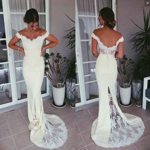 

classical mermaid bridesmaid dresses off the shoulder lace appliques satin back buttons prom dresses long formal maid of honor gowns vestido, White;pink