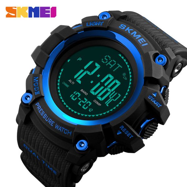 

skmei compass watches 5atm water proof digital outdoor sports watch men's watch el backlight countdown wrist watches men, Slivery;brown