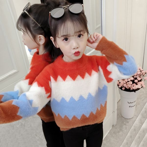 

kids clothes sweater 2018 spring and autumn new girls sweater children's head 3-12 baby girl clothes, Blue