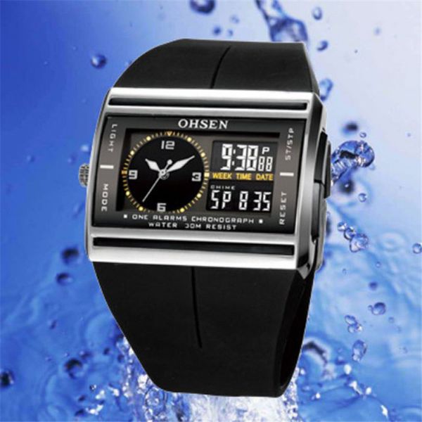 

waterproof digital led mens sports watches relogio masculino 2018 men silicone sport watch reloj electronic wristwatch #d, Slivery;brown