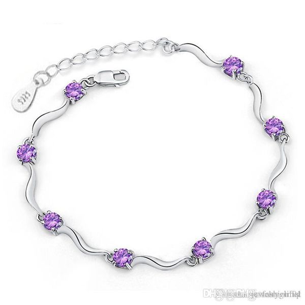 

Charm 925 Silver Bracelet Jewelry Shiny Austria Crystal Women Bracelet Bangles Mix Two Colors 17121509