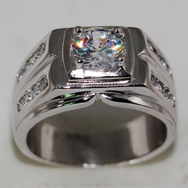 

choucong men engagement band ring real 2ct diamond 925 sterling silver party wedding ring sz 7-13 gift, Slivery;golden