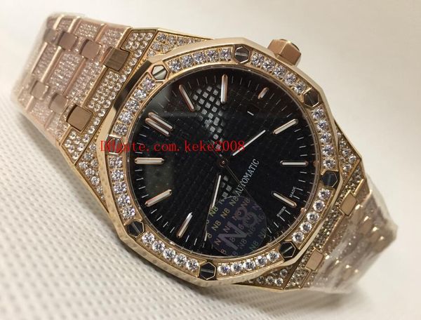 

luxury wristwatch 41mm 18k rose gold diamond bezel 15400or.oo.1or.oo.1220or.01 15400 asia 2813 movement automatic mens watches, Slivery;brown