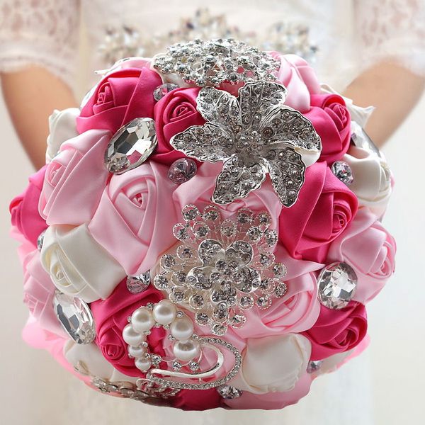 18cm Ribbon Wedding Flowers Satin Bridal Bouquets Ramos De Novia