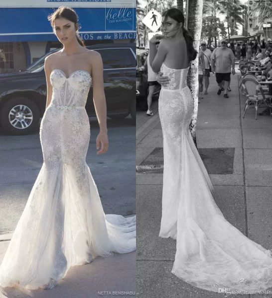 

sweetheart 2019 mermaid wedding dresses lace appliqued backless bridal gowns sweep train beach plus size wedding dress custom made, White