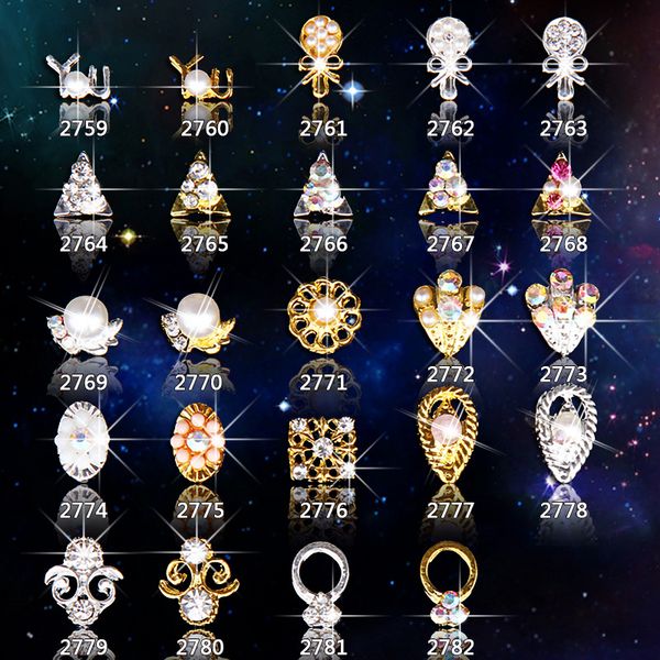 

10pcs/lot new nail jewelry fashion charm alloy diamond shaped diamond jewelry pearl diy nail accessories tools, Silver;gold