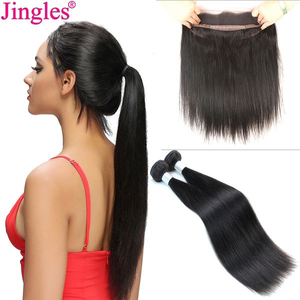 9a Grade Brazilian Straight Remy Human Hair 2 Bundles With 360 Top