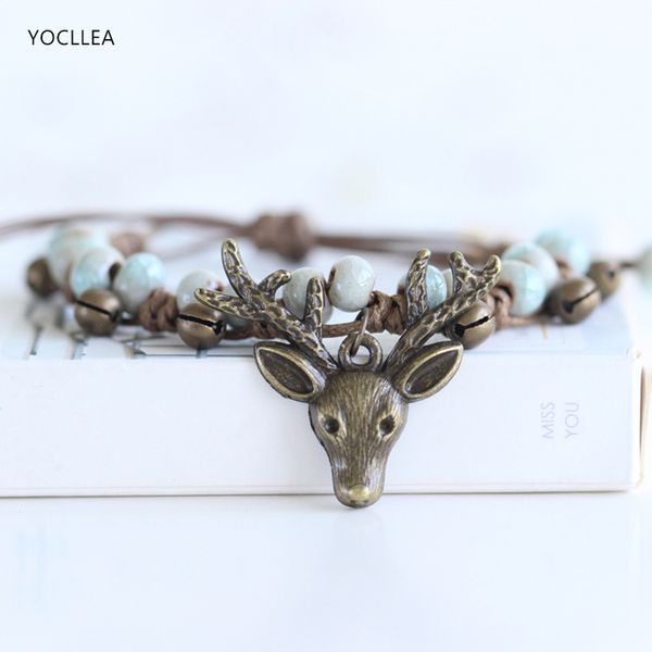 

2018 new deer horn bracelets for women classic copper alloy ceramic beaded bracelet fashion jewelry women clothes accessories, Black