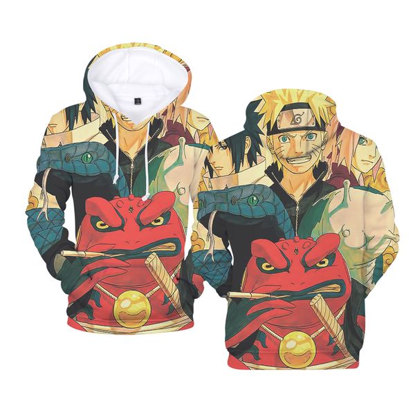 

cartoon characters uzumaki naruto/sasuke 3d anime hoodie sweatshirt men women streetwear hoodies casual pullover jacket coat, Black