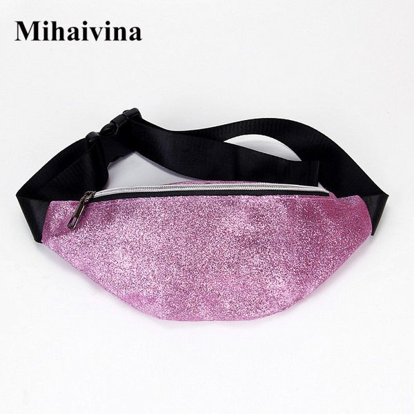 

mihaivina fashion sequins waist bags women waist fanny packs belt bag casual pu leather chest handbag packs wholesale