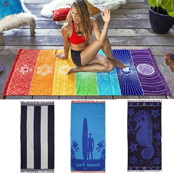 

150 * 150 см чешский пляж мат индийский настенные гобелен полиэстер одеяло чакра радуга якорь полосатый путешествия йога коврик wx9-237