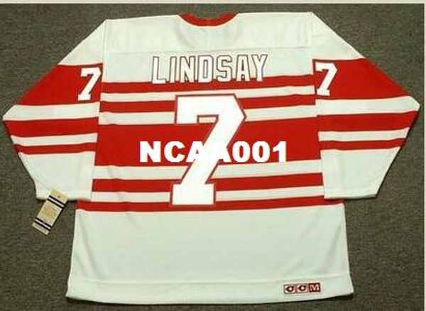 

мужчины #7 тед линдсей детройт red wings 1940-х годов ccm старинные хоккей джерси или пользовательские любое имя или номер ретро джерси, Black;red