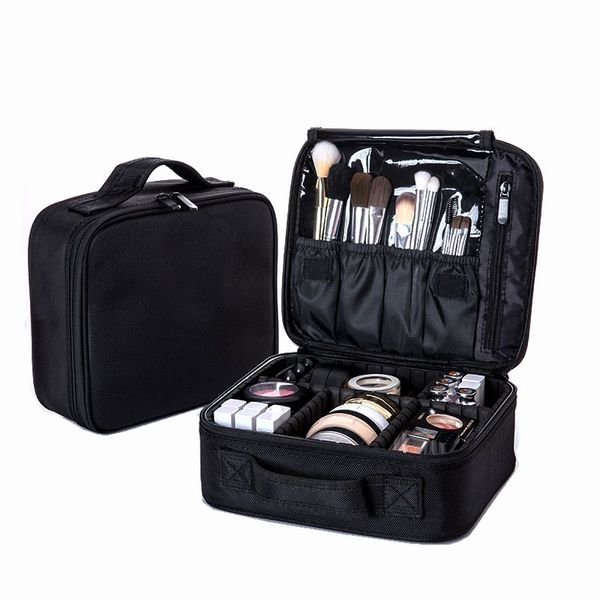 

women professional cosmetic bag large waterproof travel makeup bag trunk zipper make up organizer storage pouch toiletry kit box