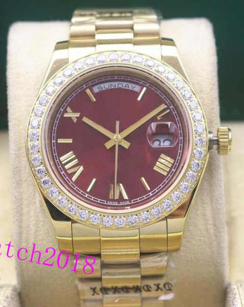 

Luxury Watch Mens Gold Rome Red Dial Diamond 118348 WATCH CHEST 41mm Automatic Fashion Brand Men's Watch Wristwatch