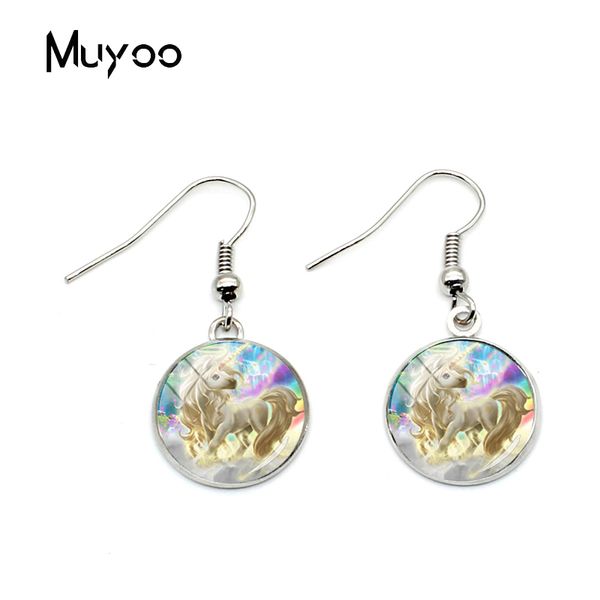 

2018 new design unique cartoon hook earring glass round art unique p earrings jewelry silver bronze earings gift for women