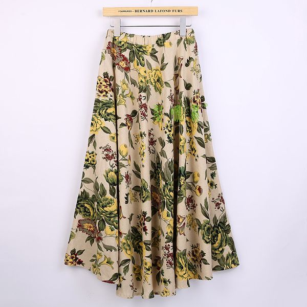 

skirts shanghai story blend linen long shirt casual skirt spring summer chinese style bohemian 82cm length, Black