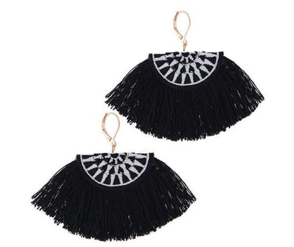 

new european and american fashion earrings fan embroidery ethnic style candy color tassel earrings fashion classic fine new, Silver