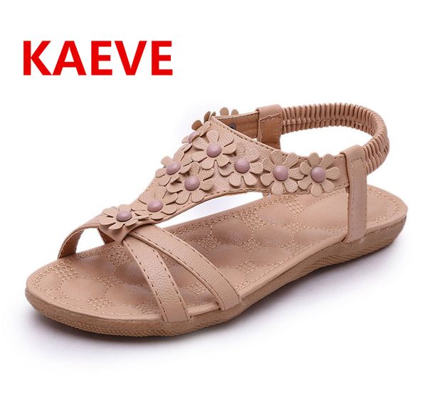 

women sandals fashion women summer shoes flats sandals woman beach shoes ladies flowers, Black