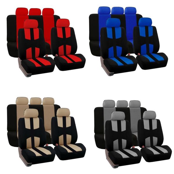 

dewtreetali 9pcs/set four seasons car seat cover universal full set car seat protector gray beige interior accessories