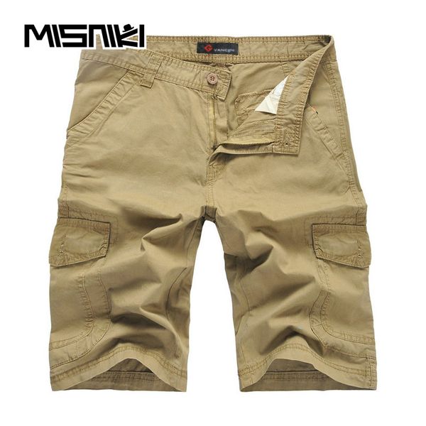 

misniki 2018 summer cargo shorts men coon solid casual slim bermuda men's shorts with multi-pocket, White;black