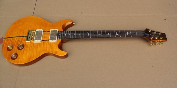 

real abalone inlays *** flame maple custom 24 yellow electric guitar ing