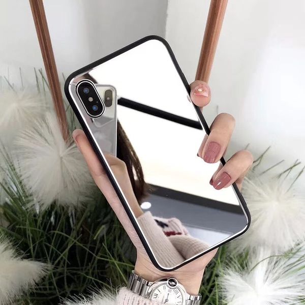 

lady style for iphone 8 case mirror makeup cover tempered glass case for goophone x desinger phone case