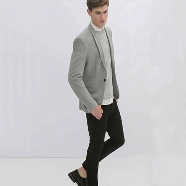 

men 's casual knied stretch suit jacket men' s korean version of the small suit tide slim single shirt, White;black