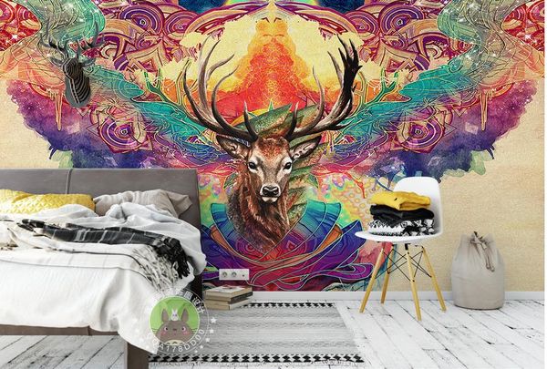 Abstrato alces foto mural papel de parede moderno quarto cenário parede home decor 3d paisagem papel de parede murais